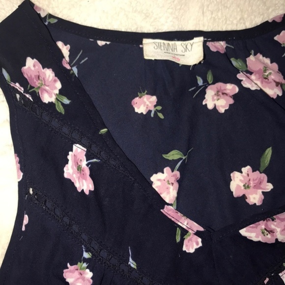 Sienna Sky Navy Floral Sleeveless Blouse - Picture 4 of 5